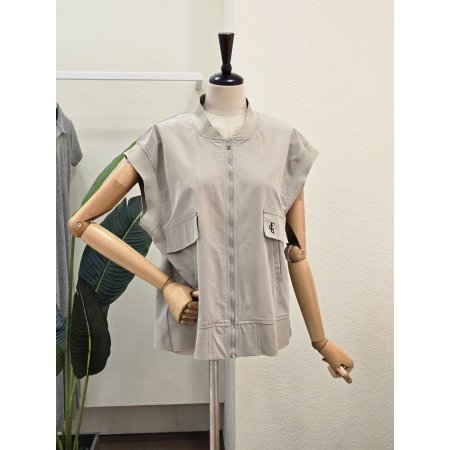 포켓 집업 노카라 베스트