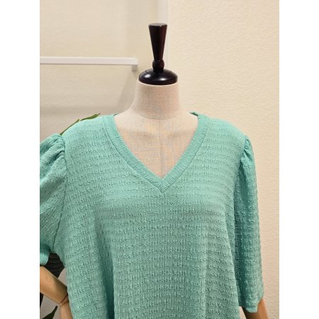 퍼프 브이넥 루즈핏 롱원피스