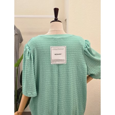 퍼프 브이넥 루즈핏 롱원피스