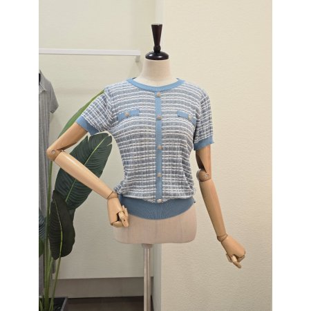 트위드 스타일 반팔 니트