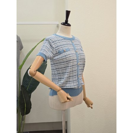 트위드 스타일 반팔 니트