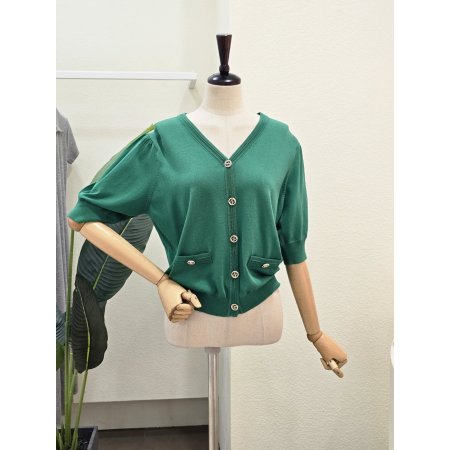 브이넥 버튼 포인트 가디건