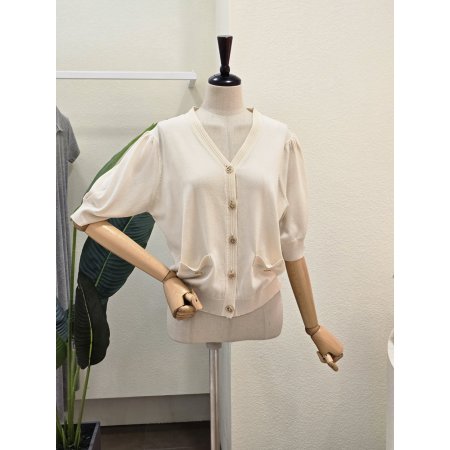 브이넥 버튼 포인트 가디건