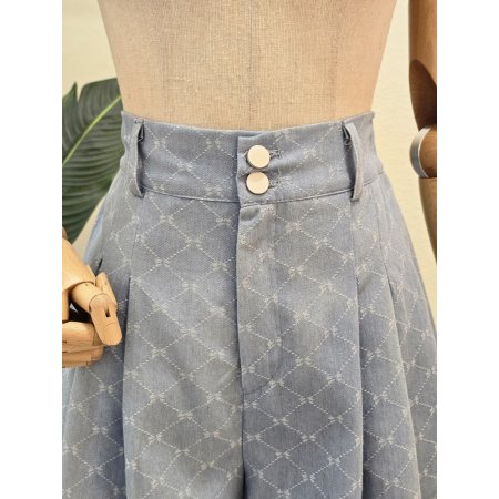 스티치 와이드 숏 팬츠