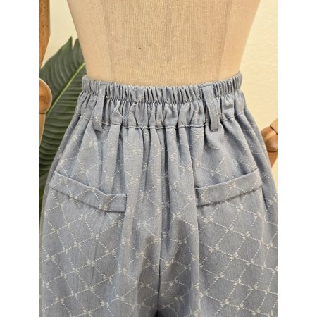 스티치 와이드 숏 팬츠