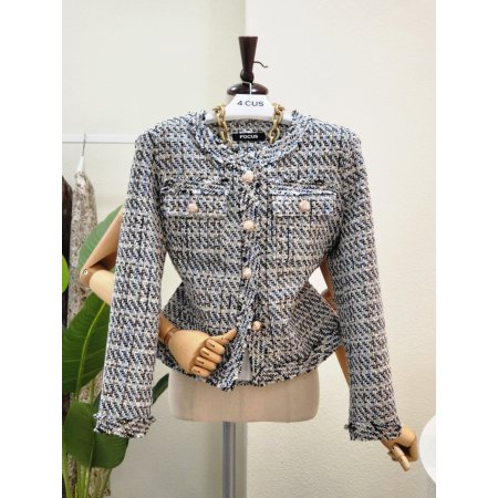 라운드넥 트위드 자켓