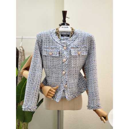 라운드넥 트위드 자켓