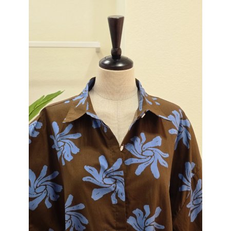 빅 플라워 포켓 셔츠