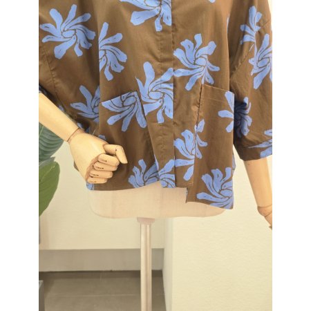 빅 플라워 포켓 셔츠