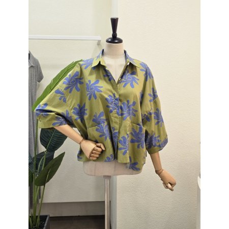 빅 플라워 포켓 셔츠