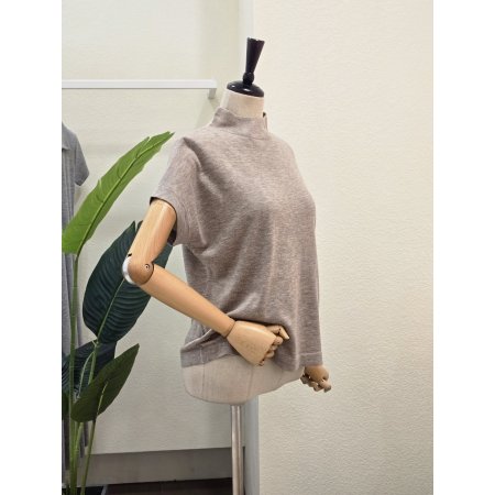 하이넥 무지 반팔 니트