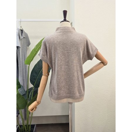 하이넥 무지 반팔 니트