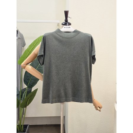 하이넥 무지 반팔 니트