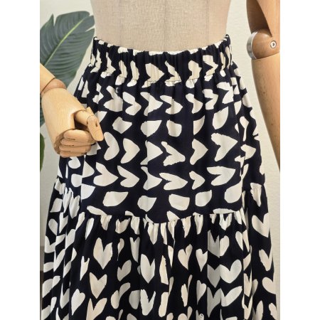 A라인 하트 프린팅 롱 스커트