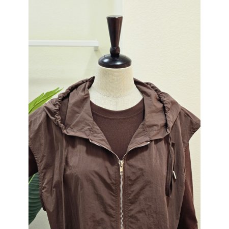 후드 베스트 원피스 세트