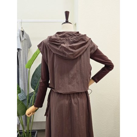 후드 베스트 원피스 세트