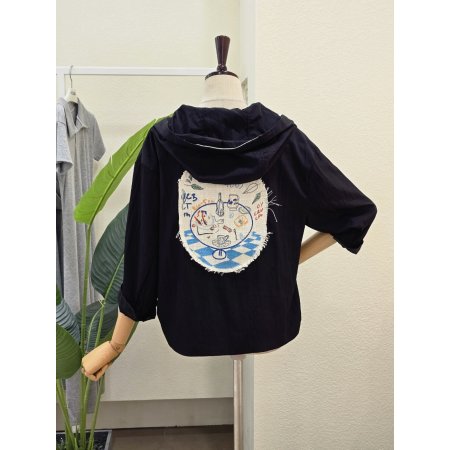 후드 백 프린팅 점퍼