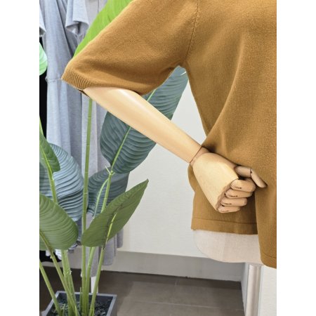 5부 소매 라운드넥 니트