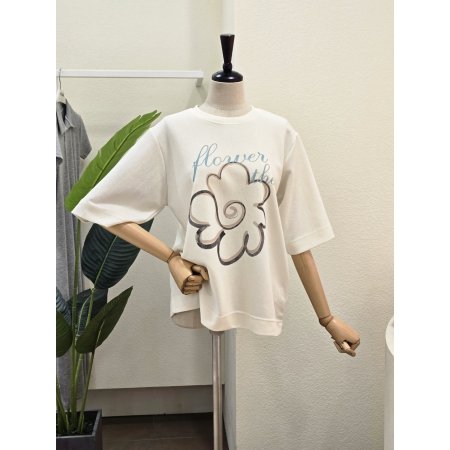 빅 플라워 프린트 티셔츠
