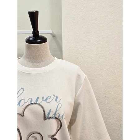 빅 플라워 프린트 티셔츠