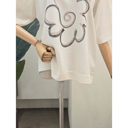 빅 플라워 프린트 티셔츠