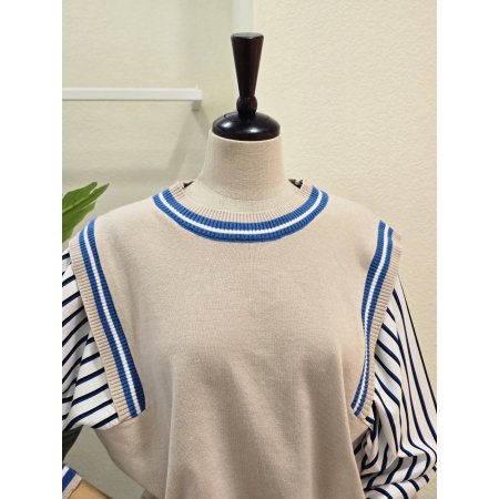 니트 배색 레이어드 셔츠