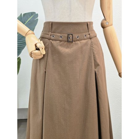 벨티드 허리 뒷밴딩 스커트