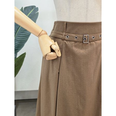 벨티드 허리 뒷밴딩 스커트