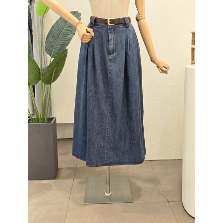 투턱 벨티드 데님 스커트