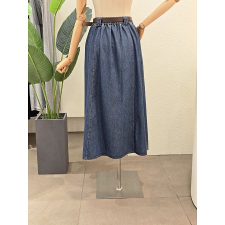 투턱 벨티드 데님 스커트