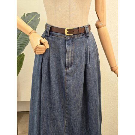 투턱 벨티드 데님 스커트