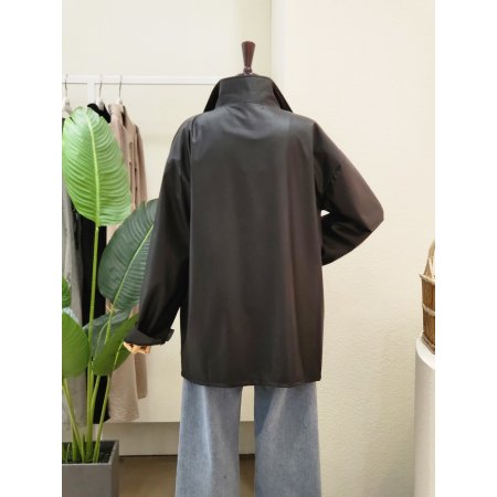 루즈핏 카라넥 래더 자켓