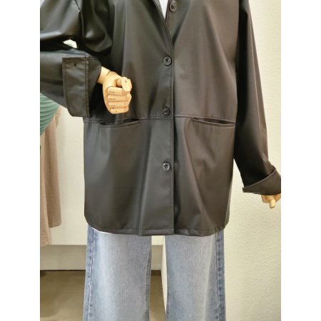 루즈핏 카라넥 래더 자켓