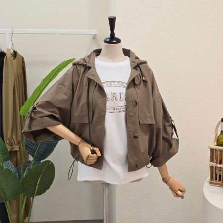 소매 롤업 후드넥 점퍼