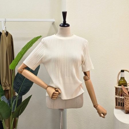 심플 라운드 골지 니트