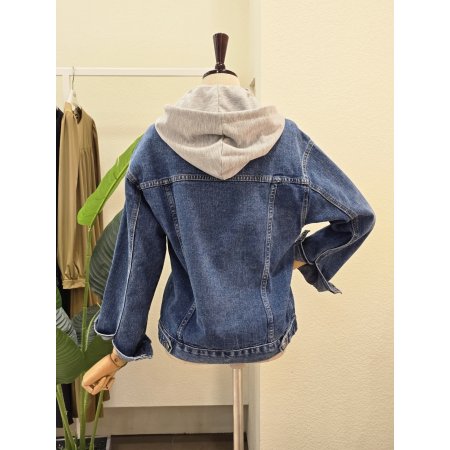 그레이 후드 데님 자켓