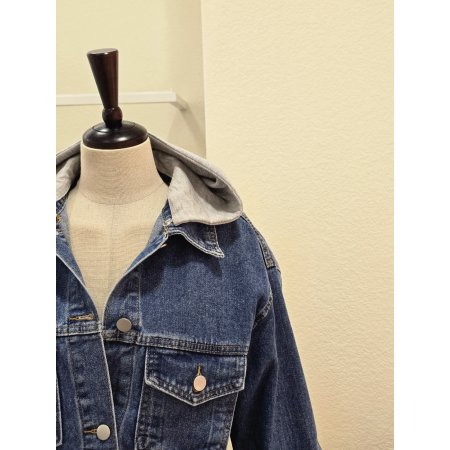 그레이 후드 데님 자켓