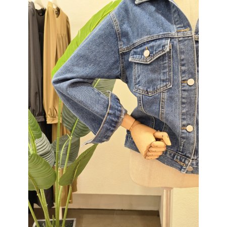 그레이 후드 데님 자켓