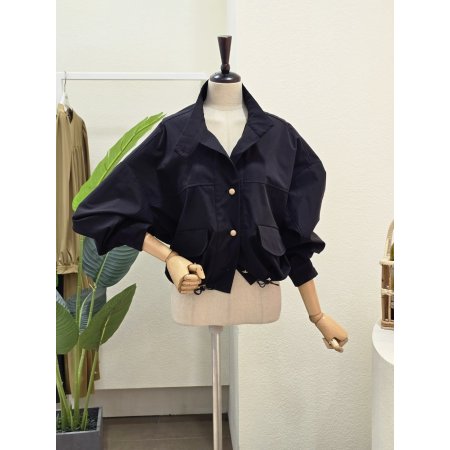 루즈핏 하이넥 스트링 점퍼