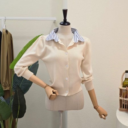 셔츠 카라 레이어드 가디건