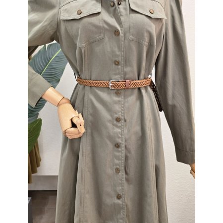 어깨 셔링 벨티드 원피스