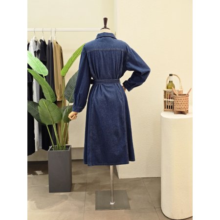 D링 벨티드 데님 원피스