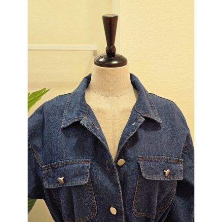 D링 벨티드 데님 원피스