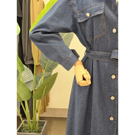 D링 벨티드 데님 원피스