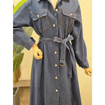 D링 벨티드 데님 원피스