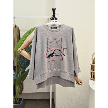 유니크 자수 7부 맨투맨