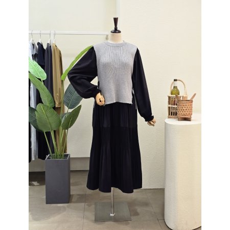 니트 베스트 원피스 세트