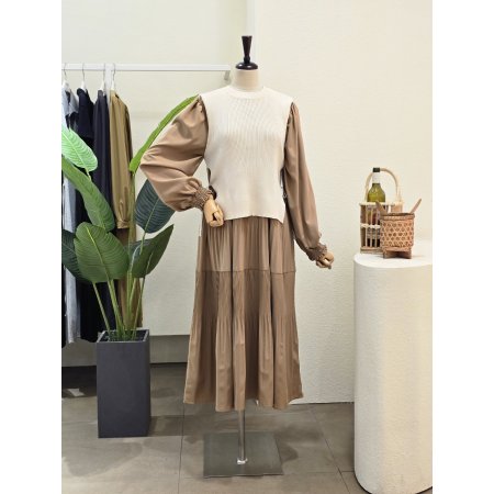 니트 베스트 원피스 세트