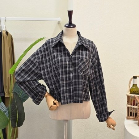 클래식 체크 크롭 셔츠