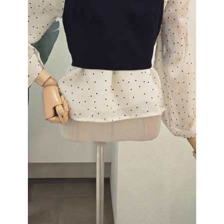 도트 블라우스 뷔스티에 세트